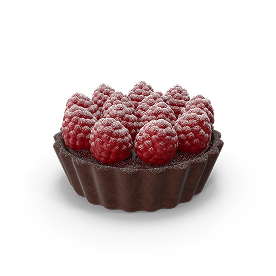 Шоколадная тарталетка с кремом и  малиной